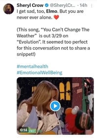 Here's what pop singer Sheryl Crow said in response to Elmo (X)