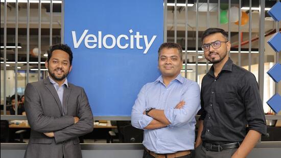Velocity co-founders (from left) Abhiroop Medhekar, Atul Khichariya and Saurav Swaroop. The firm bridges the gap between funding requirements of new age businesses and finance availability. (HT)
