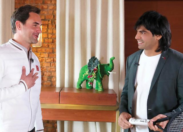 Chopra met tennis legend Roger Federer last month. (instagram/@neeraj___Chopra) Chopra met tennis legend Roger Federer last month. (instagram/@neeraj___Chopra)