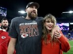 Travis Kelce #87 of the Kansas City Chiefs celebrates with Taylor Swift after a 17-10 victory against the Baltimore Ravens in the AFC Championship Game at M&T Bank Stadium on January 28, 2024 in Baltimore, Maryland.(Photo by Patrick Smith / GETTY IMAGES NORTH AMERICA / Getty Images via AFP) Travis Kelce #87 of the Kansas City Chiefs celebrates with Taylor Swift after a 17-10 victory against the Baltimore Ravens in the AFC Championship Game at M&T Bank Stadium on January 28, 2024 in Baltimore, Maryland.(Photo by Patrick Smith / GETTY IMAGES NORTH AMERICA / Getty Images via AFP)
