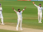 India's Jasprit Bumrah with teammates celebrates the wicket of England's captain Ben Stokes during the second day of the second Test cricket match between India and England, at Dr. Y.S. Rajasekhara Reddy ACA-VDCA Cricket Stadium India's Jasprit Bumrah with teammates celebrates the wicket of England's captain Ben Stokes during the second day of the second Test cricket match between India and England, at Dr. Y.S. Rajasekhara Reddy ACA-VDCA Cricket Stadium