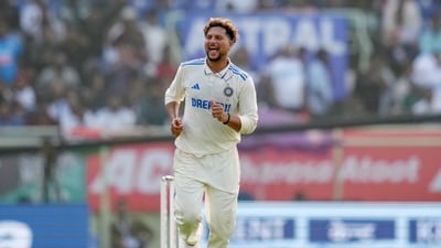 India’s Kuldeep Yadav celebrates the wicket of England's Ben Foakes on Day 2 of 2nd Test match, at Dr. Y.S. Rajasekhara Reddy ACA-VDCA Cricket Stadium (BCCI-X) India’s Kuldeep Yadav celebrates the wicket of England's Ben Foakes on Day 2 of 2nd Test match, at Dr. Y.S. Rajasekhara Reddy ACA-VDCA Cricket Stadium (BCCI-X)