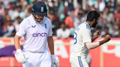 England went to Tea on Day 2 four down. India knew they would need the intensity going in the last session and whom did they turn to? Bumrah of course! And the man delivered with the wicket of Jonny Bairstow. It was an away-going delivery that found the outside edge of Bairstow's bat. (AFP) England went to Tea on Day 2 four down. India knew they would need the intensity going in the last session and whom did they turn to? Bumrah of course! And the man delivered with the wicket of Jonny Bairstow. It was an away-going delivery that found the outside edge of Bairstow's bat. (AFP)