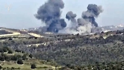 Israel-Hamas War: Smoke rises following what the Israeli armed forces say was an air strike on Hezbollah targets at a location given as Lebanon. (Reuters)
