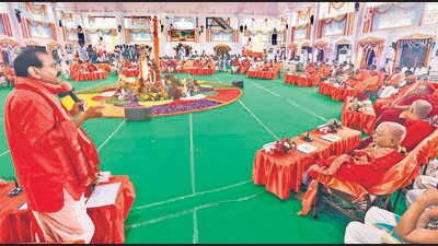 Inaugurating the three-day religious conclave, Sri Venkateshwara Dharmika Sadas, TTD trust board chairman Bhumana Karunakar Reddy said TTD would publish 10 million copies of Bhagavad Gita in simplified language. (HT Photo) Inaugurating the three-day religious conclave, Sri Venkateshwara Dharmika Sadas, TTD trust board chairman Bhumana Karunakar Reddy said TTD would publish 10 million copies of Bhagavad Gita in simplified language. (HT Photo)