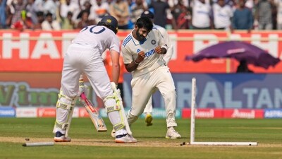 No wonder there was jubilation in the Indian camp. Not only was this an outstanding in-swinging yorker that would make even the best in the business raise their eyebrows but it was also a wicket that signalled the tilt in the balance of the Test match. (AP) No wonder there was jubilation in the Indian camp. Not only was this an outstanding in-swinging yorker that would make even the best in the business raise their eyebrows but it was also a wicket that signalled the tilt in the balance of the Test match. (AP)