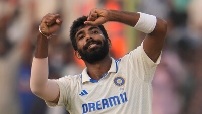 There was the Tom Hartley wicket in between and then came the last England wicket of James Anderson - Bumrah's sixth for the day. (AP) There was the Tom Hartley wicket in between and then came the last England wicket of James Anderson - Bumrah's sixth for the day. (AP)