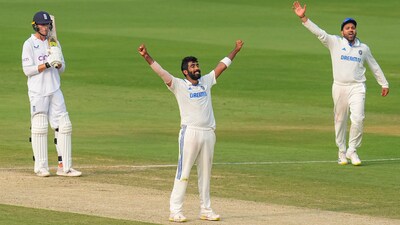 India's Jasprit Bumrah with teammates celebrates the wicket of England's captain Ben Stokes during the second day of the second Test cricket match between India and England, at Dr. Y.S. Rajasekhara Reddy ACA-VDCA Cricket Stadium (PTI) India's Jasprit Bumrah with teammates celebrates the wicket of England's captain Ben Stokes during the second day of the second Test cricket match between India and England, at Dr. Y.S. Rajasekhara Reddy ACA-VDCA Cricket Stadium (PTI)