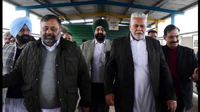 Parshottam Rupala, Union minister of fisheries, animal husbandry and dairying in Ludhiana on Saturday. (Manish/HT)