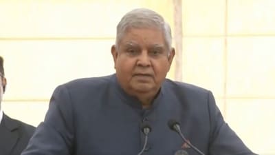 Vice President Jagdeep Dhankhar addressing a gathering in Faridabad on Saturday. Vice President Jagdeep Dhankhar addressing a gathering in Faridabad on Saturday.