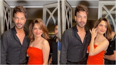 Ankita Lokhande with Vicky Jain poses for the paparazzi. (Instagram) Ankita Lokhande with Vicky Jain poses for the paparazzi. (Instagram)