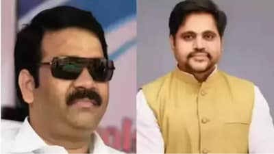 BJP MLA Ganpat Gaikwad (left), Shiv Sena leader Mahesh Gaikwad. (HT Marathi)