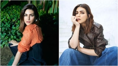 Kriti Sanon's sartorial picks for promoting her upcoming movie Teri Baaton Mein Aisa Uljha Jiya have delighted her followers on social media. From sarees to thigh-slit dresses and bodycon gowns, Kriti has worn it all. Her recent outfits for the same also back our claim. The star slipped into two trendy fits - a back-to-70s leather-denim look and a classy flared pants and cardigan set. Check them out below. (Instagram) Kriti Sanon's sartorial picks for promoting her upcoming movie Teri Baaton Mein Aisa Uljha Jiya have delighted her followers on social media. From sarees to thigh-slit dresses and bodycon gowns, Kriti has worn it all. Her recent outfits for the same also back our claim. The star slipped into two trendy fits - a back-to-70s leather-denim look and a classy flared pants and cardigan set. Check them out below. (Instagram)