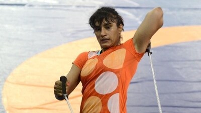 Vinesh Phogat during a practice session. (AFP)