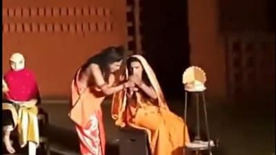 Actor playing the role of Sita seen smoking in the play. (X/Pablo) Actor playing the role of Sita seen smoking in the play. (X/Pablo)