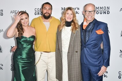 Rebecca Harrell Tickell, Jason Momoa, Laura Dern, and Josh Tickell at the premiere of Common Ground on January. 11, 2024 (AP) Rebecca Harrell Tickell, Jason Momoa, Laura Dern, and Josh Tickell at the premiere of Common Ground on January. 11, 2024 (AP)