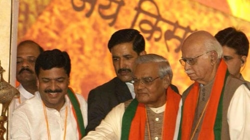 At BJP's silver jubilee celebrations in Mumbai on December 28, 2005, former PM Atal Bihari Vajpayee is pictured with BJP leaders LK Advani and the late Pramod Mahajan. (HT File) At BJP's silver jubilee celebrations in Mumbai on December 28, 2005, former PM Atal Bihari Vajpayee is pictured with BJP leaders LK Advani and the late Pramod Mahajan. (HT File)