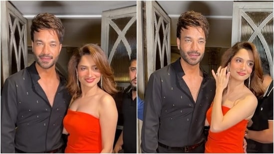 Ankita Lokhande with Vicky Jain poses for the paparazzi. (Instagram)