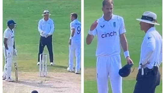 James Anderson complains to the umpire about Ashwin