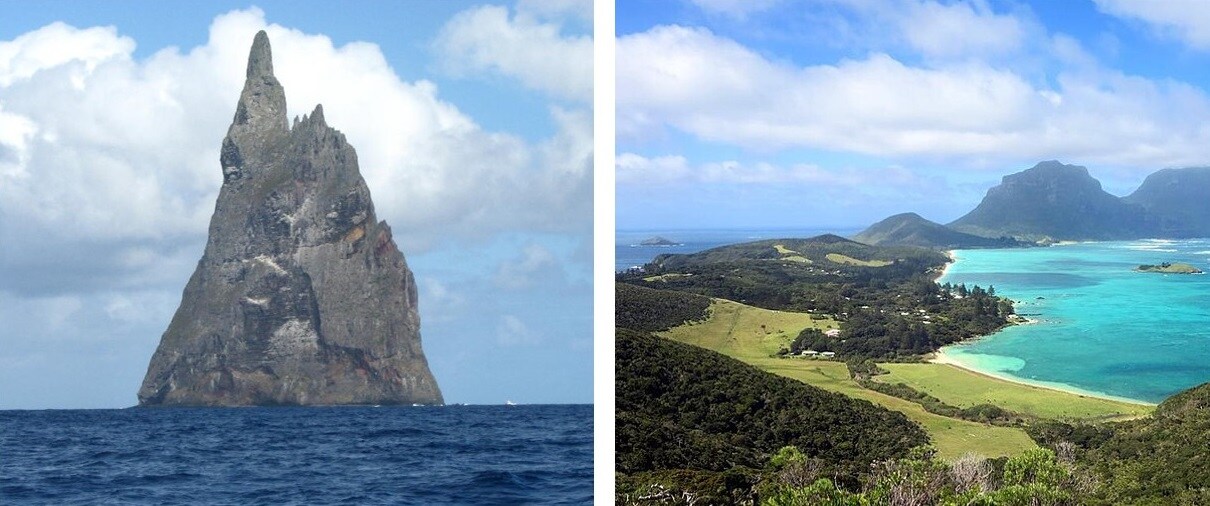 The Australian territories of Ball’s Pyramid and Lord Howe Island. The Australian territories of Ball’s Pyramid and Lord Howe Island.
