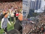 Lionel Messi arrives to a packed stadium during Inter Miami's training session in Hong Kong Lionel Messi arrives to a packed stadium during Inter Miami's training session in Hong Kong