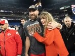 FILE - Kansas City Chiefs tight end Travis Kelce and Taylor Swift walk together after an AFC Championship NFL football game between the Chiefs and the Baltimore Ravens, Jan. 28, 2024, in Baltimore. For weeks, scrutiny over Swift’s travel has been bubbling up on social media, with people pointing out the planet-warming emissions of carbon dioxide released with every flight. FILE - Kansas City Chiefs tight end Travis Kelce and Taylor Swift walk together after an AFC Championship NFL football game between the Chiefs and the Baltimore Ravens, Jan. 28, 2024, in Baltimore. For weeks, scrutiny over Swift’s travel has been bubbling up on social media, with people pointing out the planet-warming emissions of carbon dioxide released with every flight.