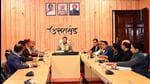 Uttarakhand chief minister Pushkar Singh Dhami chairs a cabinet meeting at his residence in Dehradun on Sunday.