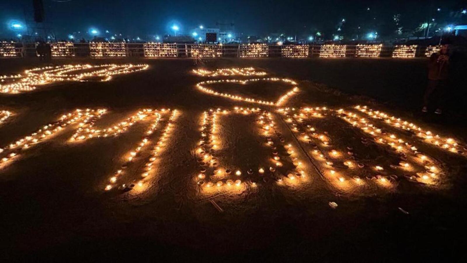 One lakh diyas lit to welcome PM Modi in Assam - Vimarsana News