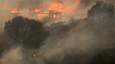 Houses burn amid the spread of wildfires in Vina del Mar, Chile on Saturday. (REUTERS)