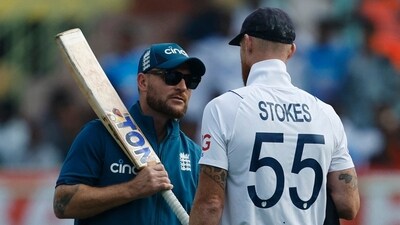 England's Ben Stokes with coach Brendon McCullum before the match (REUTERS)