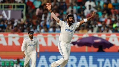 India's Jasprit Bumrah reacts against England. (REUTERS)