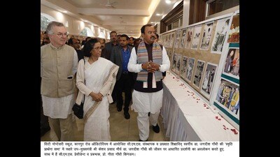 Dy CM Keshav Prasad Maurya with CMS president Geeta Gandhi Kingdon at Jagdish Gandhi’s Memorial Prayer Service in Lucknow on Sunday (sourced) Dy CM Keshav Prasad Maurya with CMS president Geeta Gandhi Kingdon at Jagdish Gandhi’s Memorial Prayer Service in Lucknow on Sunday (sourced)