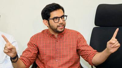 Mumbai, Feb 4 (ANI): Shiv Sena (Uddhav Balasaheb Thackeray) leader Aaditya Thackeray addresses a press conference, at Matorshree, in Mumbai on Sunday. (ANI Photo) (Deepak Salvi) Mumbai, Feb 4 (ANI): Shiv Sena (Uddhav Balasaheb Thackeray) leader Aaditya Thackeray addresses a press conference, at Matorshree, in Mumbai on Sunday. (ANI Photo) (Deepak Salvi)