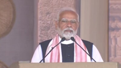 PM Modi addressed a public gathering in Assam’s Guwahati on Sunday (Twitter Photo) PM Modi addressed a public gathering in Assam’s Guwahati on Sunday (Twitter Photo)