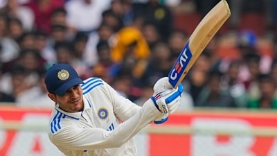 Visakhapatnam: India's batter Shubman Gill plays a shot during the third day of the second Test match between India and England (PTI) Visakhapatnam: India's batter Shubman Gill plays a shot during the third day of the second Test match between India and England (PTI)