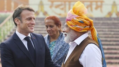 Prime Minister Narendra Modi with French President Emmanuel Macron on Republic Day in New Delhi. (PTI Photo) (File) Prime Minister Narendra Modi with French President Emmanuel Macron on Republic Day in New Delhi. (PTI Photo) (File)