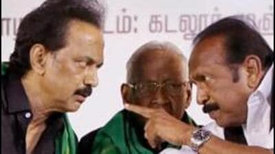 Tamil Nadu chief minister M K Stalin with MDMK leader Vaiko in a fille photo. (FILE)