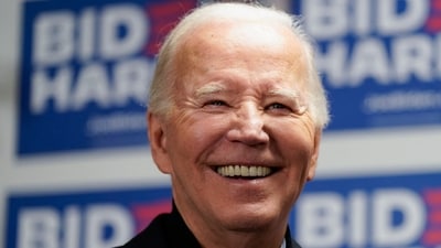 U.S. President Joe Biden reacts as he attends the opening of the Biden for President campaign office in Wilmington, Delaware, U.S., February 3, 2024 (REUTERS/Joshua Roberts) (REUTERS)