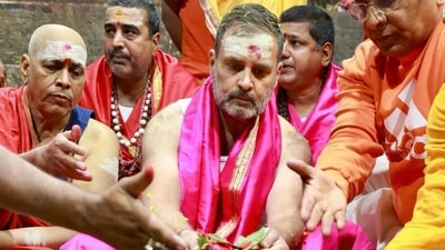In November last year. Rahul Gandhi offered his respects at the Kedarnath temple in Uttarakhand. Arriving via a private helicopter, he received a warm welcome from the temple's priests and members of the Congress party. (INCIndia) 