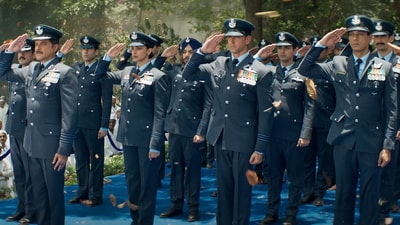 Anil Kapoor, Deepika Padukone, and Hrithik Roshan in a still from Fighter. Anil Kapoor, Deepika Padukone, and Hrithik Roshan in a still from Fighter.