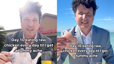 The man has been consuming raw chicken every day in the name of a ‘science experiment’. (Instagram/@rawchickenexperiment)