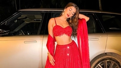 Pooja Hegde's recent wedding season sartorial picks should be on your radar. The actor has been updating her Instagram followers with the stunning attires she has donned in the shaadi season - from lehengas to sarees and embellished gowns. Pooja's most recent post on social media shows her dressed in a red hand-embroidered lehenga set. Scroll down to check out the ensemble and find its cost. (Instagram) Pooja Hegde's recent wedding season sartorial picks should be on your radar. The actor has been updating her Instagram followers with the stunning attires she has donned in the shaadi season - from lehengas to sarees and embellished gowns. Pooja's most recent post on social media shows her dressed in a red hand-embroidered lehenga set. Scroll down to check out the ensemble and find its cost. (Instagram)