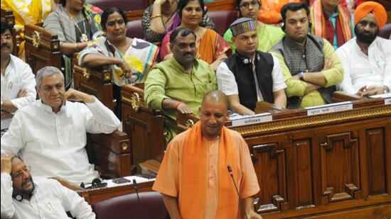 UP Chief Minister Yogi Adityanath addressing at Vidhan Sabha House in Lucknow. (File)
