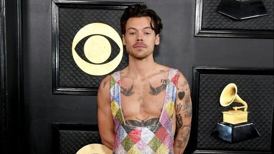 Harry Styles, 2023: In 2023, Harry Styles turned heads on the red carpet in a custom-made Swarovski crystal jumpsuit by Egonlab, showcasing his bold and fashion-forward style.&nbsp;(Pinterest)