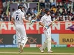 England's Zak Crawley celebrates his half century with Ollie Pope on Day 4 of the 2nd Test match against India, at Dr. Y.S. Rajasekhara Reddy ACA-VDCA Cricket Stadium England's Zak Crawley celebrates his half century with Ollie Pope on Day 4 of the 2nd Test match against India, at Dr. Y.S. Rajasekhara Reddy ACA-VDCA Cricket Stadium