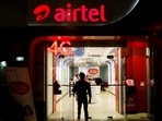 Airtel Q3 results: A man leaves a Bharti Airtel store in New Delhi, India.