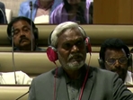 Jharkhand chief minister Champai Soren speaks in assembly during trust vote. 