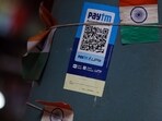 Paytm share price: A QR code for the Paytm digital payment system at a store in Mumbai, India.