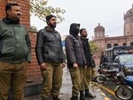Policemen stand guard along a street ahead of Pakistan's national elections 2024. (AFP/File) Policemen stand guard along a street ahead of Pakistan's national elections 2024. (AFP/File)