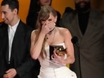 Taylor Swift accepts the award for album of the year for "MIdnights" during the 66th annual Grammy Awards on Sunday, Feb. 4, 2024, in Los Angeles. (AP Photo/Chris Pizzello)